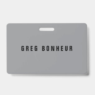 Badge Nom au look moderne et élégant   Gris et Noir