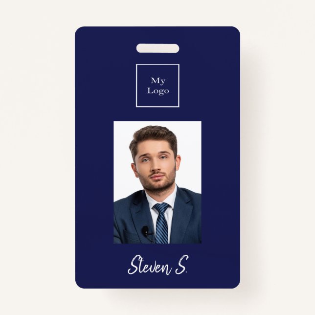 Badge Nom commercial bleu marine (Devant)
