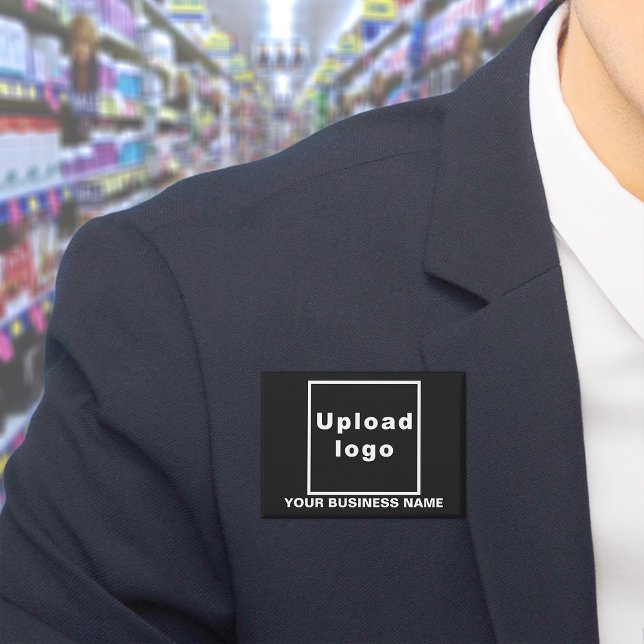 Badge Nom commercial et logo sur le bouton Rectangle noi (Business name and logo on black rectangle button)