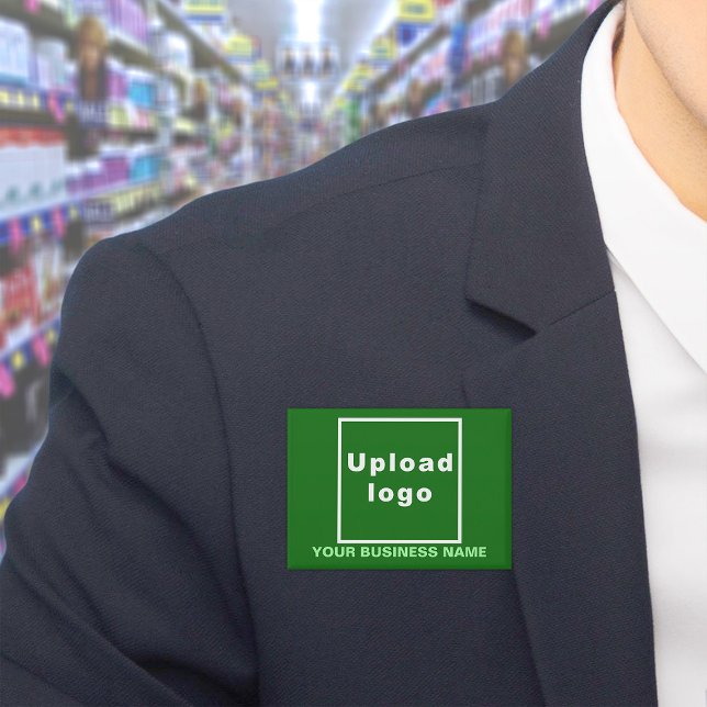 Badge Nom commercial et logo sur le bouton Rectangle ver (Business name and logo on green rectangle button)