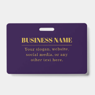Badge Nom commercial ou salutation Dark Purple & Gold