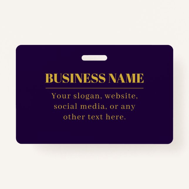 Badge Nom commercial ou salutation Dark Purple & Gold (Devant)