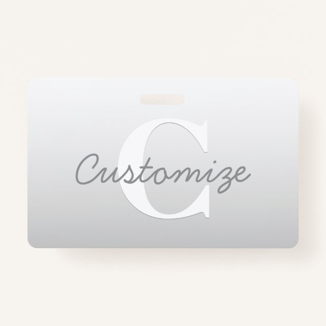 Badge Nom cursif ou autre texte avec monogramme | Dégrad (Devant)