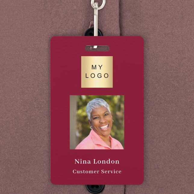 Badge Nom de la photo Bourgogne Code QR logo commercial (Créateur téléchargé)