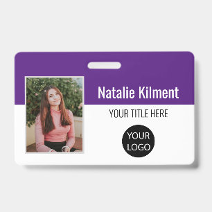 Badge Nom de la photo de l'employé Code de la barre de l