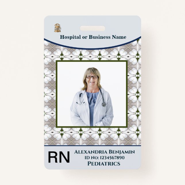 Badge Nom de la photo de l'employé Code de la barre Logo (Devant)