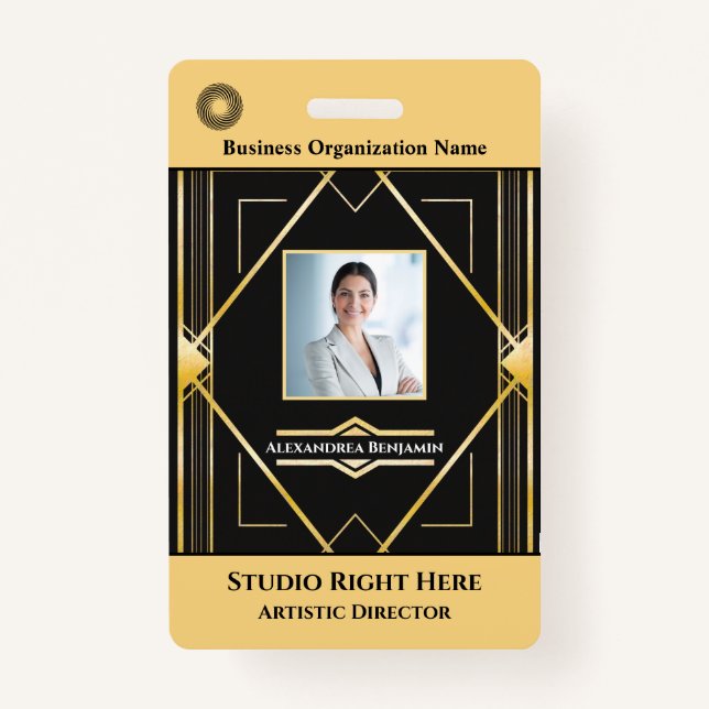 Badge Nom de la photo de l'employé Code de la barre Logo (Devant)