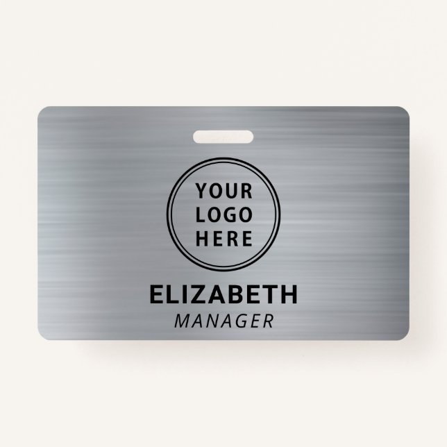 Badge Nom de l'argent du logo de l'entreprise (Devant)