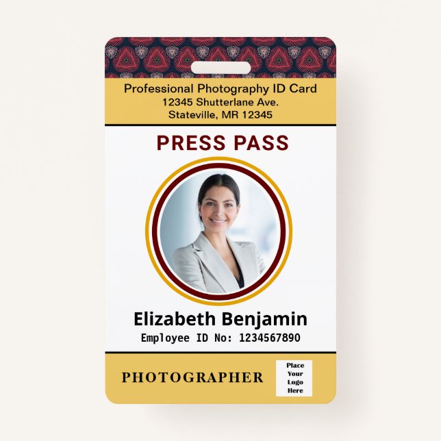 Badge Nom de l'employé Code de la barre du logo photo pe (Devant)