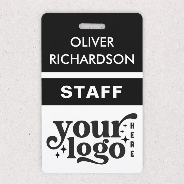 Badge Nom de l'employé Étiquette Logo d'entreprise perso (Employee Name Tag Custom Business Logo Staff Event Badge)