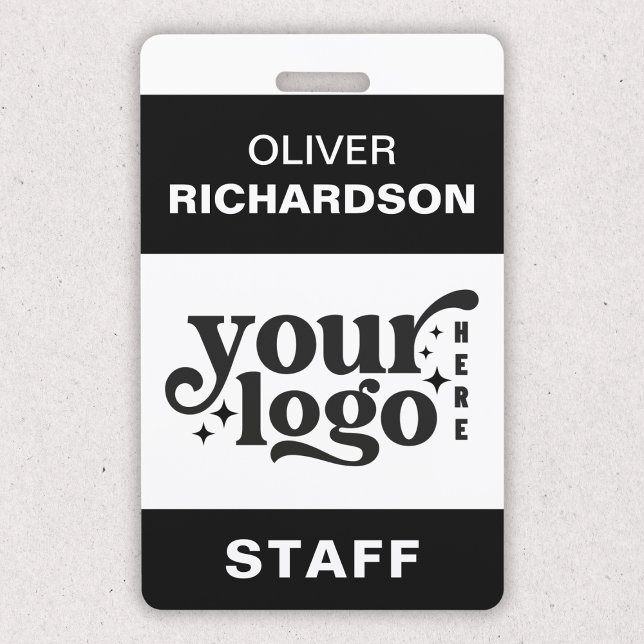 Badge Nom de l'employé Étiquette Logo d'entreprise perso (Employee Name Tag Custom Business Logo Staff Event Badge)