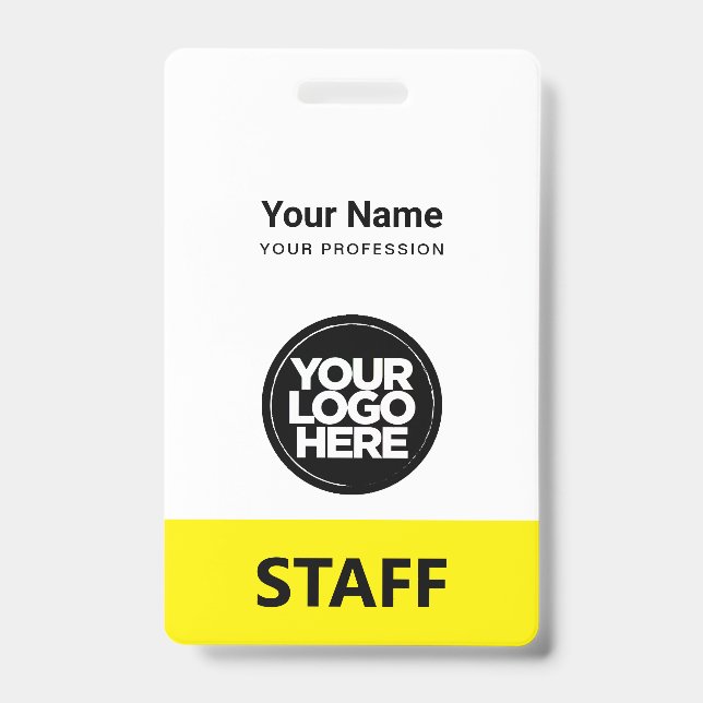 Badge Nom de l'employé jaune Logo de l'entreprise Code Q (Avant)