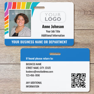 Badge Nom de l'employé Logo photo Code QR Code ID Couleu
