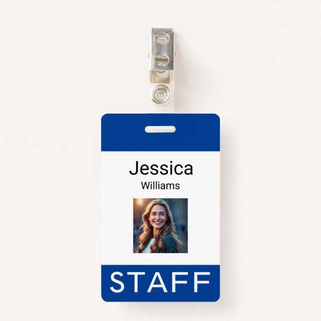 Badge Nom de l'employé, logos de l'entreprise personnell (Devant avec clip)