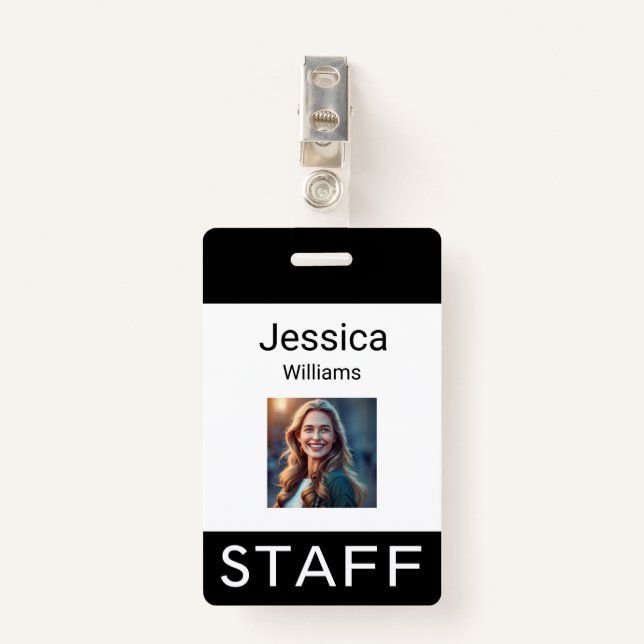 Badge Nom de l'employé, logos de l'entreprise personnell (Devant avec clip)
