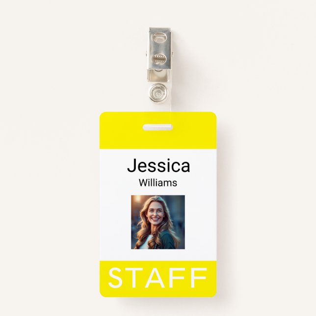 Badge Nom de l'employé, logos de l'entreprise personnell (Devant avec clip)