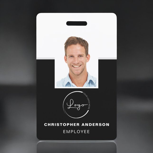 Badge Nom de l'employé personnalisé Logo Photo Travail d (Créateur téléchargé)
