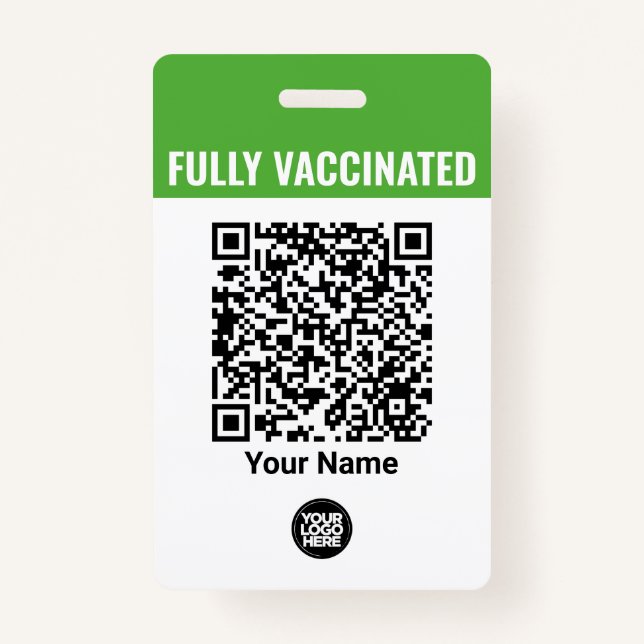 Badge Nom de l'employé personnalisé Logo Vaccination QrC (Devant)