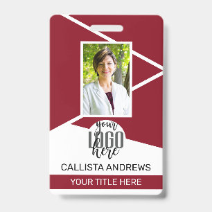 Badge Nom de l'employé Titre Code-barres Logo Rouge Code