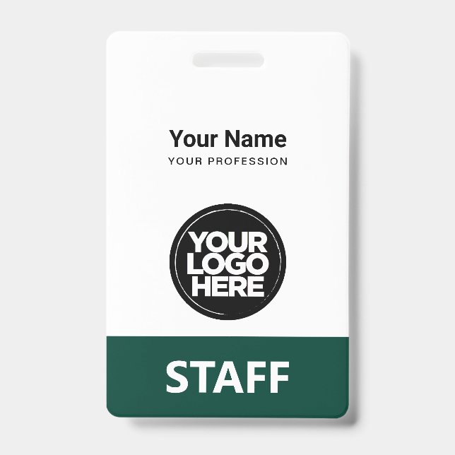Badge Nom de l'employé vert foncé Logo de l'entreprise C (Avant)