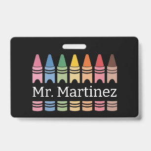 Badge Nom de l'enseignant Crayon personnalisé Cute Back 
