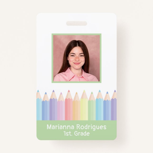 Badge Nom de l'enseignant en arc-en-ciel personnalisé -  (Devant)