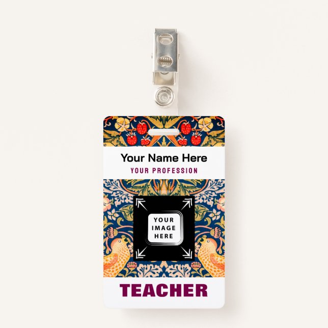 Badge Nom de l'enseignant sur mesure Nom de l'entreprise (Devant avec clip)