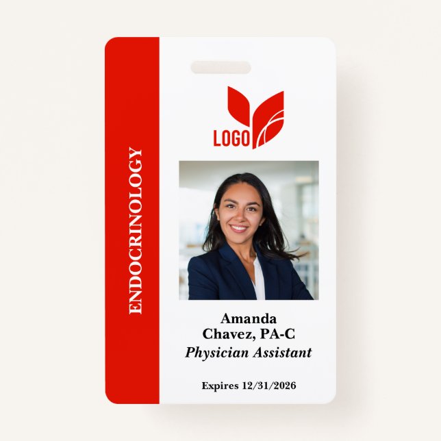 Badge Nom de photo de l'employé personnalisé rouge (Devant)