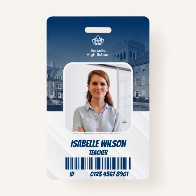 Badge Nom d'ID photo de l'employé élégant moderne (Devant)