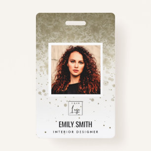 BADGE NOM DU CODE DE LA BARRE DE PHOTOS DE L'EMPLOYÉ DE 