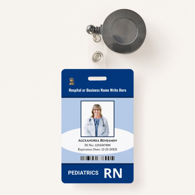 Badge Nom du code de la barre du logo photo de l'employé (Front with Retractable)
