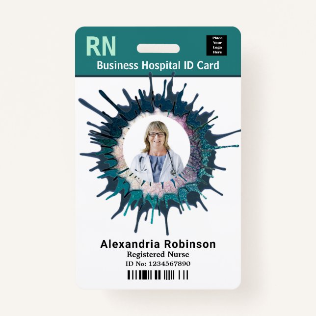 Badge Nom du code de la barre du logo photo de l'employé (Devant)