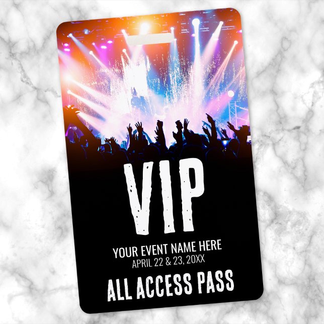 Badge Nom du concert Tout accès VIP (Concert Name All Access VIP Badge)