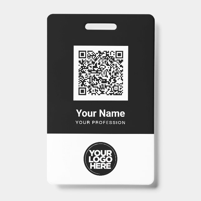 Badge Nom du logo Code barre Qr de l'employé personnalis (Avant)