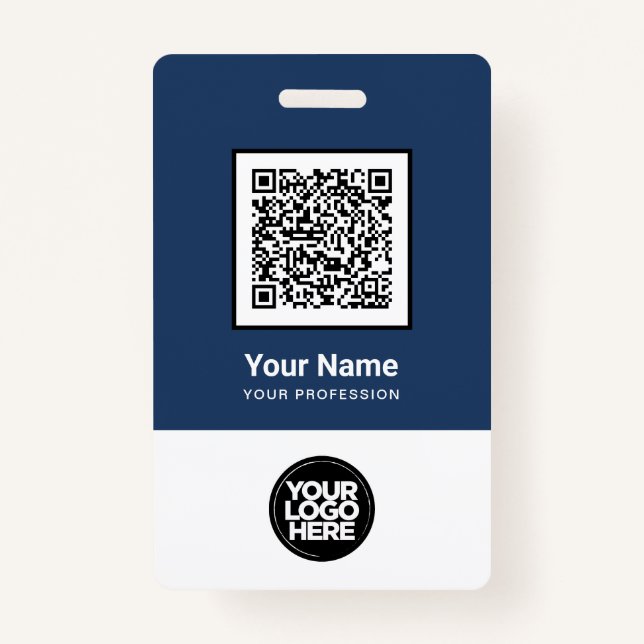 Badge Nom du logo Code barre Qr de l'employé personnalis (Devant)