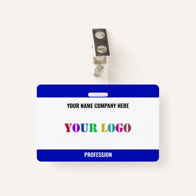 Badge Nom du logo de l'entreprise personnalisé Modèle de (Devant avec clip)