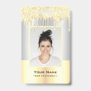 Badge Nom en jaune or paillettes personnalisées pour emp