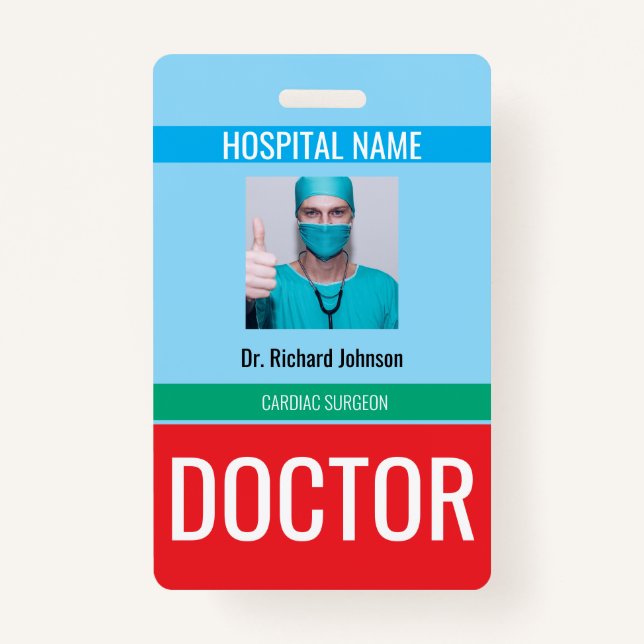 Badge Nom et photo customisés | Carte d'identité du méde (Devant)