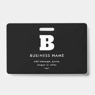 Badge Nom et slogan commercial modifiables Noir et bla