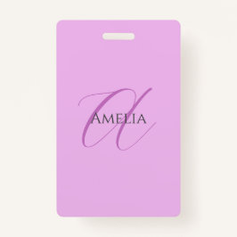 Badge Nom Monogramme Lettre initiale Orchid & Lilac