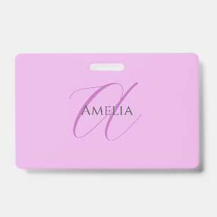 Badge Nom Monogramme Lettre initiale Orchid & Lilac