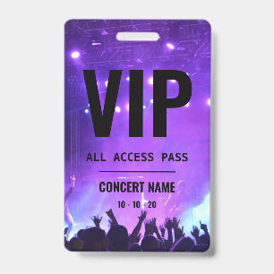 Badge Nom personnalisé accéder à tous accès pass concert