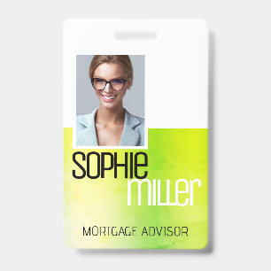 Badge Nom personnalisé aquarelle verte élégante