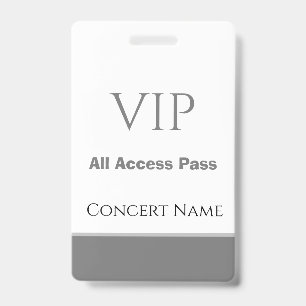 Badge Nom personnalisé Date VIP All Access Pass Concert