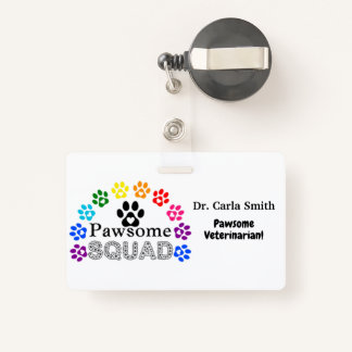Badge Nom personnalisé du vétérinaire - horizontal