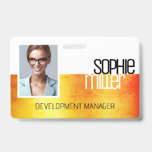 Badge Nom personnalisé Jaune Orange Gradient tendance