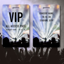 Nom personnalisé Pass VIP Accès Illimité Concert