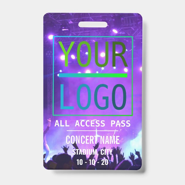 Badge Nom personnalisé passe d'accès tout accès concert (Avant)