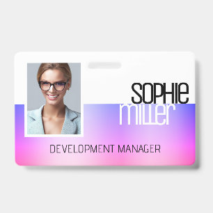Badge Nom personnalisé Purple rose dégradé tendance