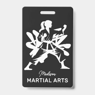 Badge Nom personnalisé, Texte & Couleur Arts Martiaux
